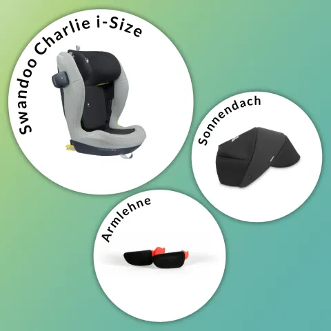 Swandoo Charlie i-Size Kindersitz-Set mit gratis Sonnendach & Armlehne